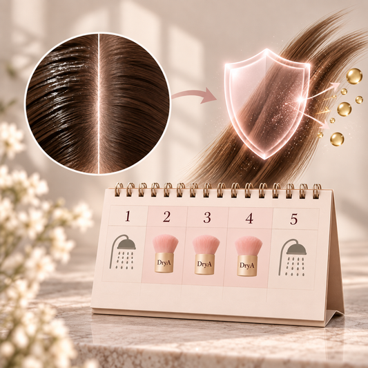 Shampoing sec DryA utilisé entre deux lavages pour espacer les shampoings